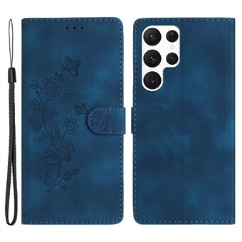 Til Samsung Galaxy S23 Ultra Flower Imprinted Læder Telefon Taske Anti-drop Wallet Stand Cover