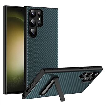 GKK til Samsung Galaxy S23 Ultra Kickstand telefontaske Carbon Fiber Hard PC+TPU Slankt bagcover