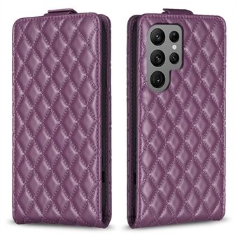 BF30 faldsikkert etui til Samsung Galaxy S23 Ultra Vertical Flip Stand Card Slots påtrykt læder telefoncover