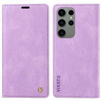 YIKATU YK-004 Lædercover til Samsung Galaxy S23 Ultra , Skin-touch Shell Wallet Stand Phone Flip Case