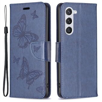 BF Imprinting Pattern Series-4 til Samsung Galaxy S23 PU Læder Magnetic Flip Case Imprinted Butterflies Stand Wallet Protective Phone Cover