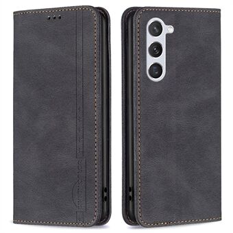 BINFEN COLOR BF Læder Series-5 telefontaske til Samsung Galaxy S23, Style-08 RFID-blokerende magnetisk autolukkende cover Anti-ridse Flip Stand Læder Wallet Shell