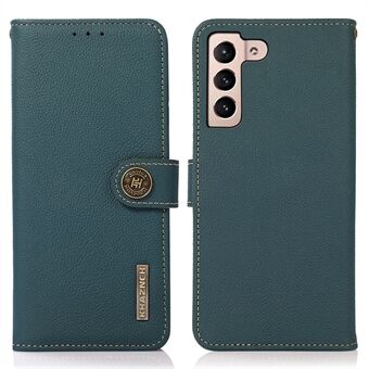 KHAZNEH Til Samsung Galaxy S23 RFID-blokerende ægte læder telefonpungcover Foldbart Stand Drop-sikker etui