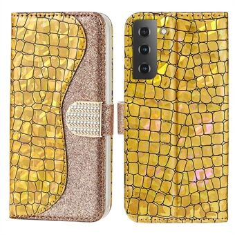 Til Samsung Galaxy S23 Crocodile Texture Sparkly Glitter Splejsning Telefoncover PU-læder Stødsikkert sammenfoldeligt Stand pungetui