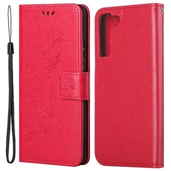 Til Samsung Galaxy S23 Butterfly Flower Imprinted PU Læder Telefon Taske Pung Håndfri Stand Smartphone Cover
