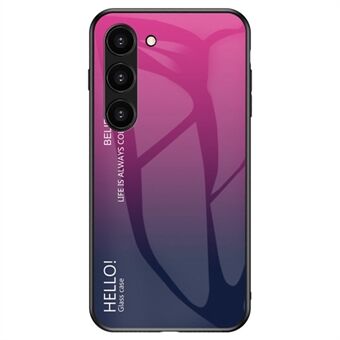 Til Samsung Galaxy S23 Gradient Farve Hærdet Glas Telefon Case Hård PC Blød TPU Anti-ridse Beskyttende Bagcover