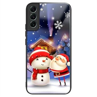 TPU+hærdet glastelefoncover til Samsung Galaxy S23, julemønstertryk Støvtæt telefoncover