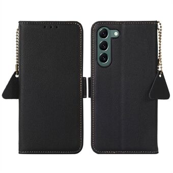 TJ-serien til Samsung Galaxy S23 RFID-blokering Ægte okselæder Folio Telefon etui Pung Magnetisk lukning Stand Flip Cover