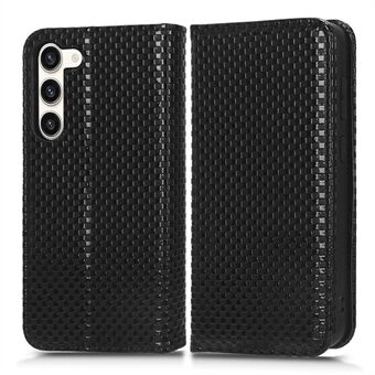 Til Samsung Galaxy S23 Grid Texture PU Læder Stand Case Magnetisk Autoabsorberet Telefon Pung Cover
