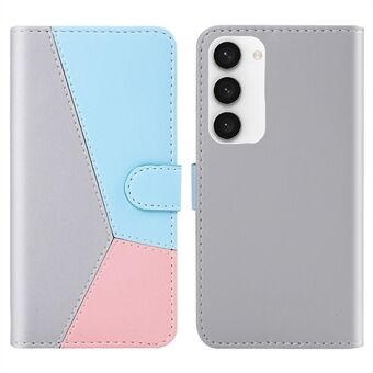 Stødsikkert telefoncover til Samsung Galaxy S23, trefarvet splejsningsflip læder-telefonpung-cover- Stand