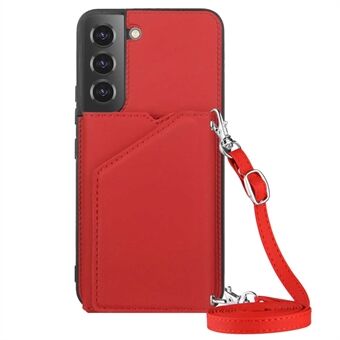 YB-1 Series Kortholder Telefon Cover til Samsung Galaxy S23 Kickstand Skin-touch PU Læder Telefon Case Skuldertaske