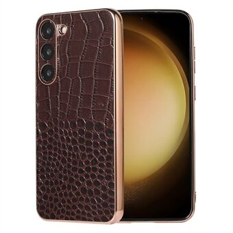 Til Samsung Galaxy S23 mobiltelefon cover Nano galvanisering Ægte okselæder belagt TPU+PC cover