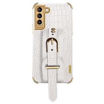 Til Samsung Galaxy S23 Crocodile Texture Lædercoated TPU Telefon Cover Strap Kickstand Galvanisering Rygcover
