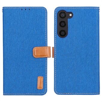 Til Samsung Galaxy S23 Læder Telefon Cover Stand Pung Jeans Cloth Texture Telefon Case