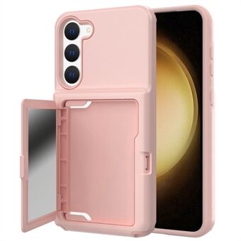 Til Samsung Galaxy S23 Cardcase Series Kortholder Tykt Telefon Case Kickstand Spejl Funktion PC + TPU Cover