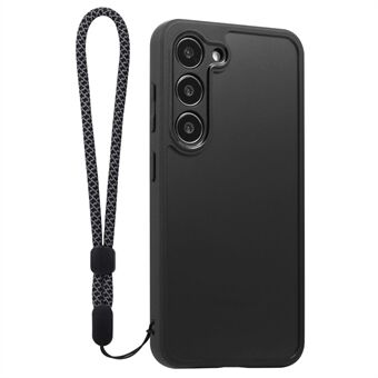VILI M Series PC+TPU telefontaske til Samsung Galaxy S23, anti-ridse klart cover med håndledsrem - sort