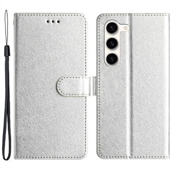 PU-læderetui til Samsung Galaxy S23, Silk Texture Anti-drop telefoncover med Stand