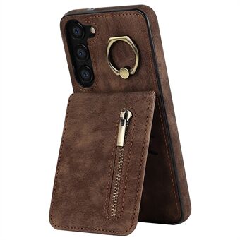 RFID Blocking Kickstand Case til Samsung Galaxy S23 Anti-Drop PU+TPU telefoncover med lynlås tegnebog