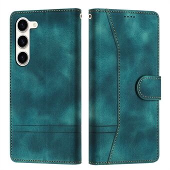 L002 Retro Stitching Telefon Cover til Samsung Galaxy S23, Lines Imprinted Læder Stand Wallet Case