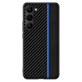 Carbon Fiber Texture telefontaske til Samsung Galaxy S23+, PU læderbelagt pc Ultra tyndt stødsikkert mobiltelefoncover