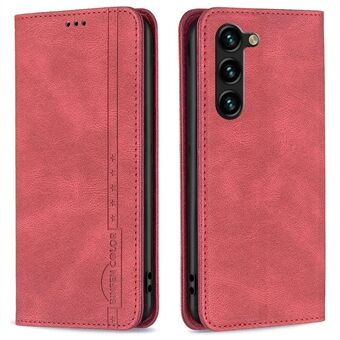 BINFEN COLOR BF Læder Series-5 telefontaske til Samsung Galaxy S23+, RFID Blocking Style-08 Stand Anti-rids Flip Læder tegnebogscover
