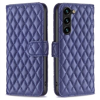 BINFEN FARVE til Samsung Galaxy S23+ BF Style-14 Stødsikkert telefoncover Stand med påtrykt Rhombus -mønster Telefon Flip Læder Pung-etui