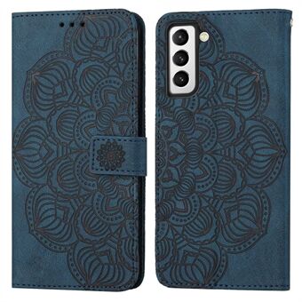Til Samsung Galaxy S23+ Mandala Flower Imprinted Folio Flip Phone Case PU Læder Stand Pung Cover med rem