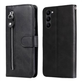 Calf Texture Phone Case til Samsung Galaxy S23+, PU læder lynlås lomme Flip Wallet Cover med foldbart Stand