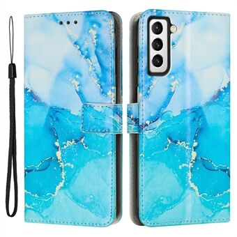 Til Samsung Galaxy S23+ Marmormønstertryk PU-læder stødsikker etui Magnetisk Stand Mobiltelefonstativ Pungcover med rem