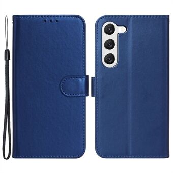 Mobiltelefoncover til Samsung Galaxy S23+, anti-fald ensfarvet Stand PU læder telefoncover med rem
