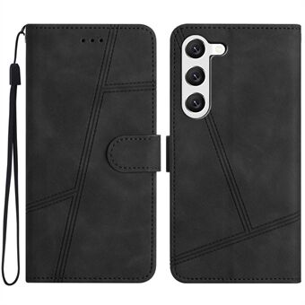 Mobiltelefon taske tegnebog til Samsung Galaxy S23+, hudberøringsfølelse retro PU læder sylinje dekoration telefoncover