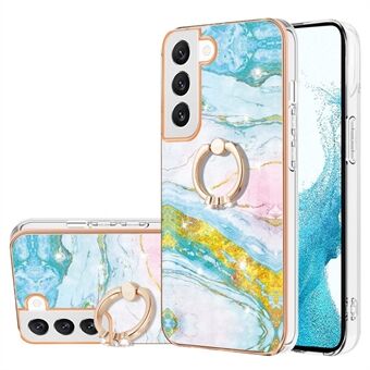 Til Samsung Galaxy S23+ YB IMD Series-10 Ring Kickstand IMD marmormønster galvanisering telefoncover Anti-drop TPU cover