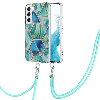 YB IMD Series-5 til Samsung Galaxy S23+ IML galvanisering splejsningsmarmormønster TPU telefonetui Ridsefast bagcover med snor