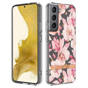 YB IMD-8 Series til Samsung Galaxy S23+ Blomsterblomstermønster IMD telefoncover Blød TPU galvanisering letvægtsbagcover