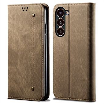 Fuld beskyttelsestelefontaske til Samsung Galaxy S23+ Jeans Cloth Texture Telefon Flip Wallet Cover Stand