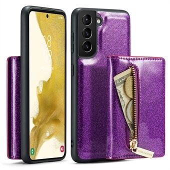 DG.MING M3-serien til Samsung Galaxy S23+ Glitter Bling aftageligt telefoncover Kickstand Lynlåslomme Pung Stødsikker telefoncover