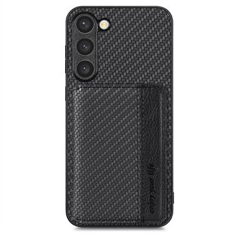 Til Samsung Galaxy S23+ Carbon Fiber Texture Anti-chok telefoncover Magnetisk RFID-blokerende tegnebog Ridsefast telefoncover Kickstand