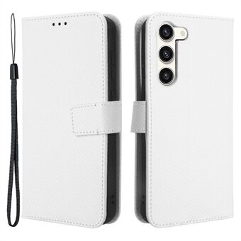 Stand telefonetui til Samsung Galaxy S23+, anti-ridse diamant tekstur PU læder telefoncover
