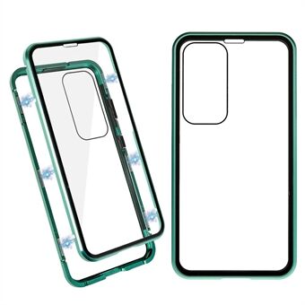 Magnetisk dobbeltsidet telefoncover i hærdet glas til Samsung Galaxy S23+ , metalramme gennemsigtigt telefoncover i hele kroppen