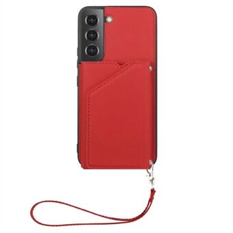 YB Leather Coating Series-2 telefontaske til Samsung Galaxy S23+ Kickstand kortholder PU-læderbelagt TPU-cover med rem