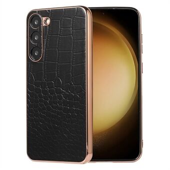 Til Samsung Galaxy S23+ Nano galvanisering telefontaske Ægte okselæder belagt TPU+PC cover