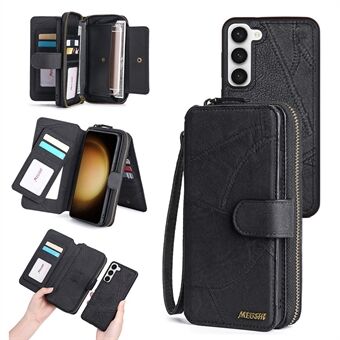 MEGSHI 004-serien til Samsung Galaxy S23+ Stødsikker aftagelig lynlås tegnebog Lædertaske Stand Cover