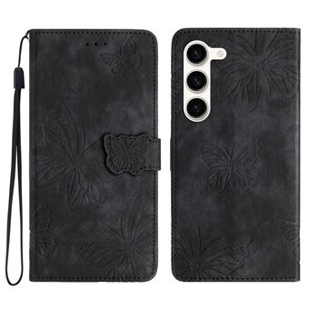 Til Samsung Galaxy S23+ PU Læder Stand Cover Butterfly Imprinted Skin-touch Wallet Phone Case