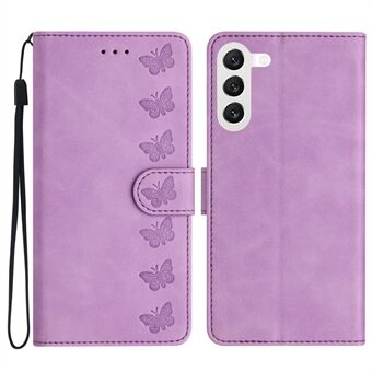 Lædertelefontaske til Samsung Galaxy S23+ Butterfly-præget Stand Shell Wallet Anti-drop Flip Cover