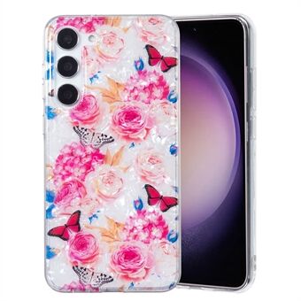 Til Samsung Galaxy S23+ Soft TPU Telefon Case Shell Mønster Marble Flower IMD Cover