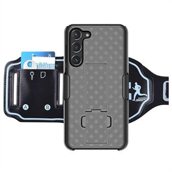 Til Samsung Galaxy S23+ Kickstand Hard PC Phone Cover Card Slot Phone Case med Nylon Sport Armbånd