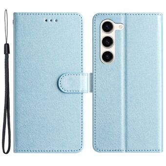 Til Samsung Galaxy S23+ PU Læder Stand Cover Silk Texture Wallet Telefonetui med rem