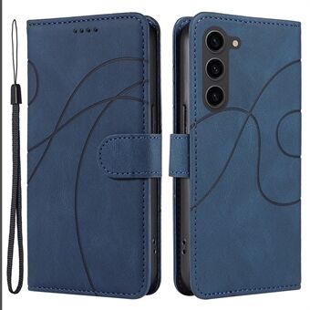 Til Samsung Galaxy S23+ PU-lædertelefontaske med påtrykt linjecover med Stand