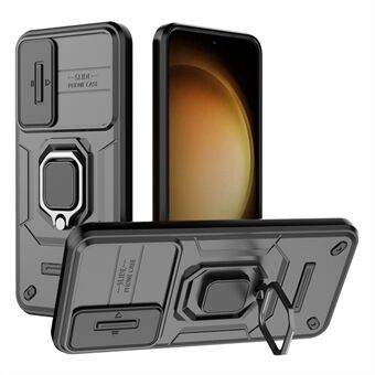 Til Samsung Galaxy S23+ Slide Lens Protection PC+TPU-telefoncover Beskyttelsescover med Kickstand