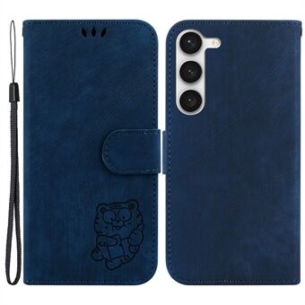 Til Samsung Galaxy S23+ Cartoon Tiger Imprint Shockproof Case Stand Lædertelefoncover
